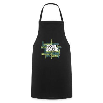 Travailleurs sociaux - Tablier de cuisine - noir - Devant - AI Model Male 185 dark (185cm)