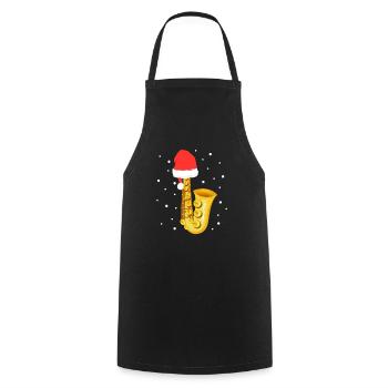 Saxophone de Noël - Tablier de cuisine - noir - Devant - AI Model Male 185 dark (185cm)