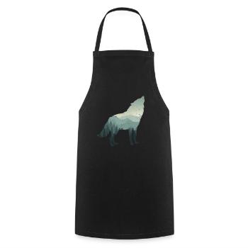Wolf - Kochschürze - Schwarz - Vorne - AI Model Male 185 dark (185cm)