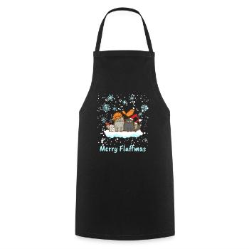 Chat joyeux noel fluffmas chat doux - Tablier de cuisine - noir - Devant - AI Model Male 185 dark (185cm)