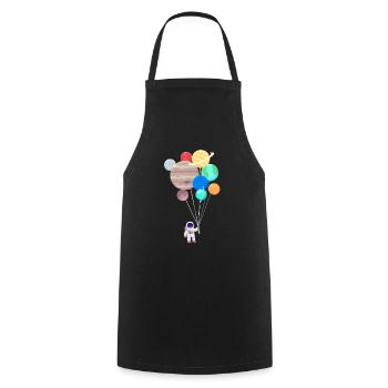 Planète astronaute - Tablier de cuisine - noir - Devant - AI Model Male 185 dark (185cm)