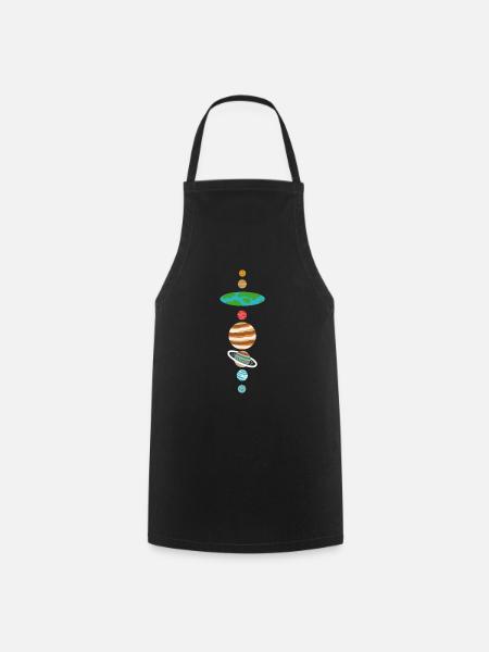 Système solaire terrestre plat - Tablier de cuisine - noir