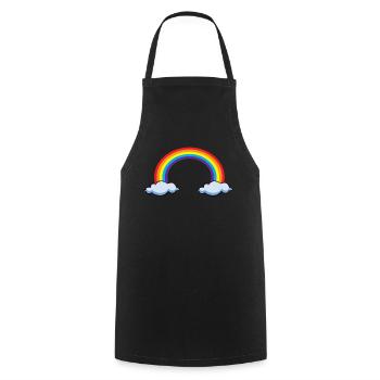 Rainbow with clouds | Rainbow - Cooking Apron - black - Front - AI Model Male 185 dark (185cm)
