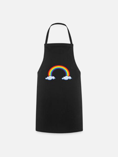 Arc-en-ciel avec nuages | arc en ciel - Tablier de cuisine - noir