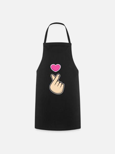 K-Pop Hand Symbol Kpop Heart Korean Love Music - Tablier de cuisine - noir