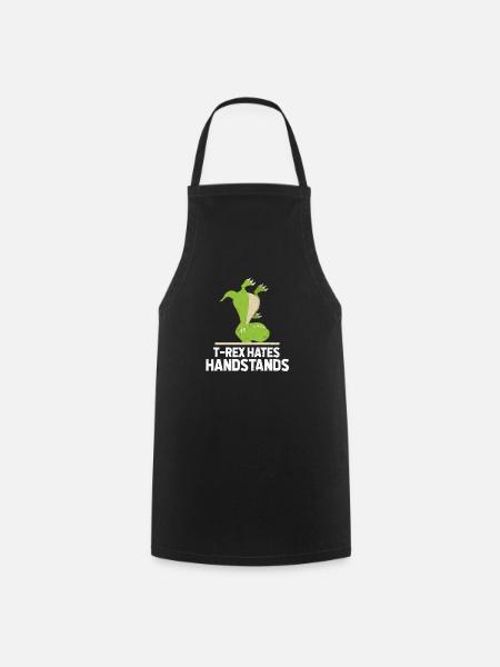 T-Rex handstand - Cooking Apron - black