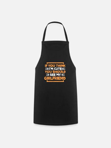 Couples girlfriend relationship partner boyfriend - Cooking Apron - black