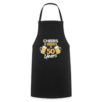 50th birthday - Cooking Apron - black - Front - AI Model Male 185 dark (185cm)