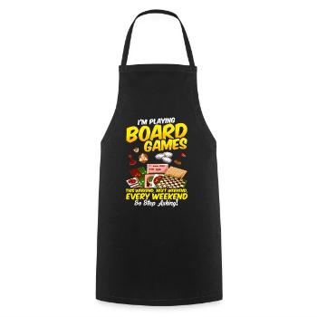 Board games board games game night - Cooking Apron - black - Front - AI Model Male 185 dark (185cm)