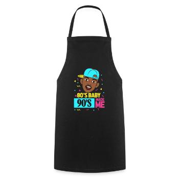 90er Jahre Hip Hop - Kochschürze - Schwarz - Vorne - AI Model Male 185 dark (185cm)