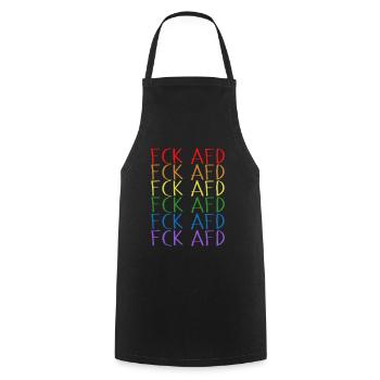 FCK AFD Arc-en-ciel - Fuck AfD - Tablier de cuisine - noir - Devant - AI Model Male 185 dark (185cm)