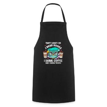 Kaffee Koffein Lesen Bücher Buch Eule Geschenk - Kochschürze - Schwarz - Vorne - AI Model Male 185 dark (185cm)