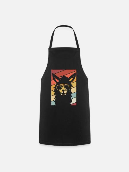 Lama Retro Sommer Design - Kochschürze - Schwarz
