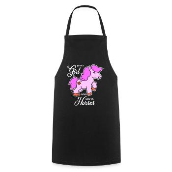 Horse design for girls - Cooking Apron - black - Front - AI Model Male 185 dark (185cm)