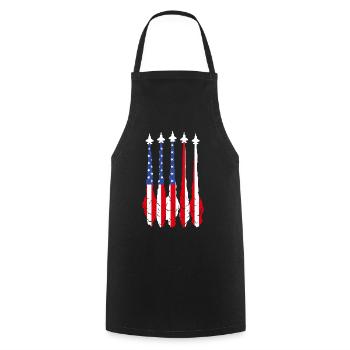 Amerikanische Flagge USA Flugzeug Jet Fighter 4. Juli Pa - Kochschürze - Schwarz - Vorne - AI Model Male 185 dark (185cm)