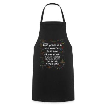 Square Root of 100 10th Birthday 10 Years Old Math - Cooking Apron - black - Front - AI Model Male 185 dark (185cm)