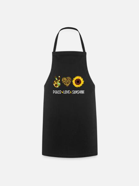 Peace Love Sunflower Sunshine Funny Leopard Heart - Tablier de cuisine - noir