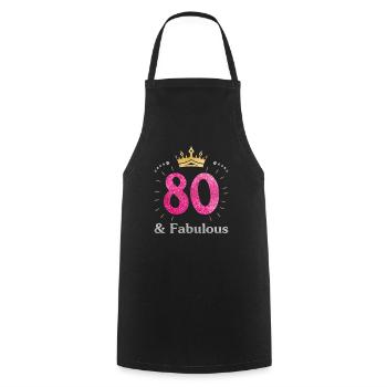 80 & Fabulous Womens Queen Ladies Birthday Gift Bo - Cooking Apron - black - Front - AI Model Male 185 dark (185cm)
