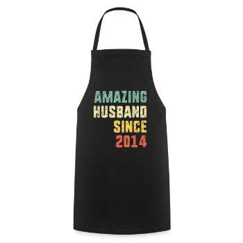 Amazing Husband Since 2014 Retro 6 Years Wedding A - Cooking Apron - black - Front - AI Model Male 185 dark (185cm)