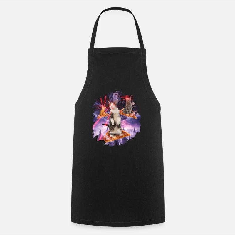 Espace de chat de chats de pizza de chats de laser - Tablier de cuisine - noir