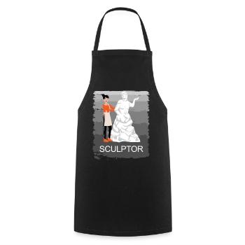 Sculpture Sculptor Steinhauer Modern Figures - Cooking Apron - black - Front - AI Model Male 185 dark (185cm)