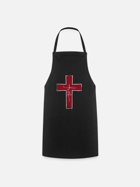 Faith Red Cross Jesus Christ Prayer Love Christian - Cooking Apron - black