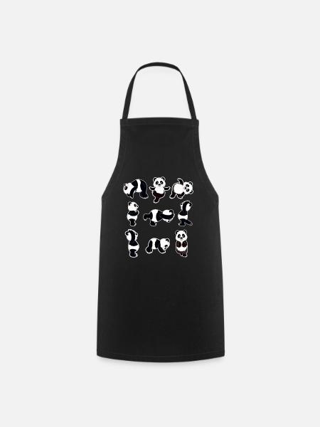 Cute Panda Yoga lover cartoon Gift Yoga Teacher - Cooking Apron - black