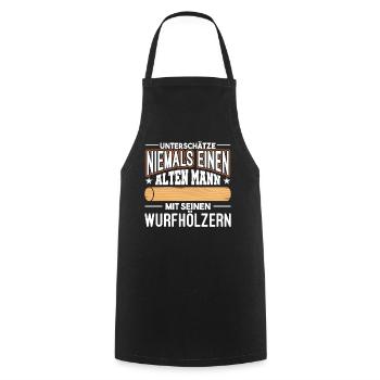 Kubb Schach Wikinger Wurfhölzer - Kochschürze - Schwarz - Vorne - AI Model Male 185 dark (185cm)