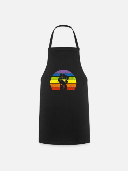 Drapeau de fierté LGBT Fist Retro BLM Vintage Black Lives - Tablier de cuisine - noir