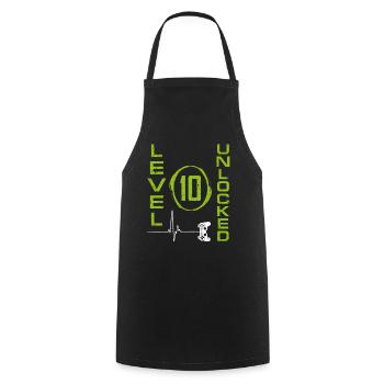 10 ans Gamer Boy niveau 10 débloqué 10e Birt - Tablier de cuisine - noir - Devant - AI Model Male 185 dark (185cm)