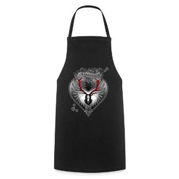 Alpine rock - deer design with skull & antlers - Cooking Apron - black - Front - AI Model Male 185 dark (185cm)