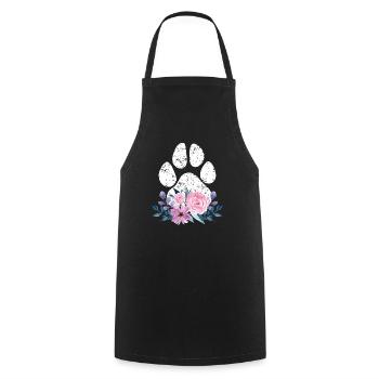 Cute Dog Puppy Lover Dog Paw Print Floral Gift Fun - Cooking Apron - black - Front - AI Model Male 185 dark (185cm)