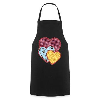 Hearts, Valentine's Day Gift, Paws, Dog Cat Lovers - Cooking Apron - black - Front - AI Model Male 185 dark (185cm)