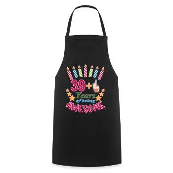 40e anniversaire cadeau pour les femmes, 39+ drôle, 40 ans - Tablier de cuisine - noir - Devant - AI Model Male 185 dark (185cm)