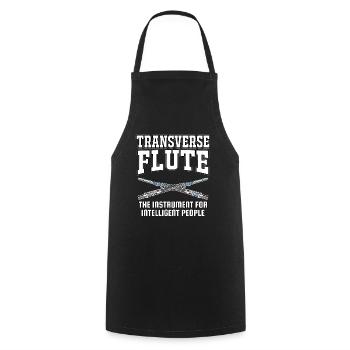 Transverse Flute Instrument Marching Band Gift - Cooking Apron - black - Front - AI Model Male 185 dark (185cm)