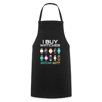 I Buy Watches Watcha Got? Watches Watch - Cooking Apron - black - Front - AI Model Male 185 dark (185cm)