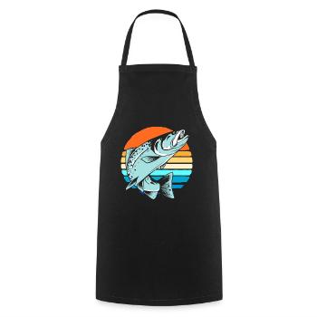 Pêche pêche - Tablier de cuisine - noir - Devant - AI Model Male 185 dark (185cm)