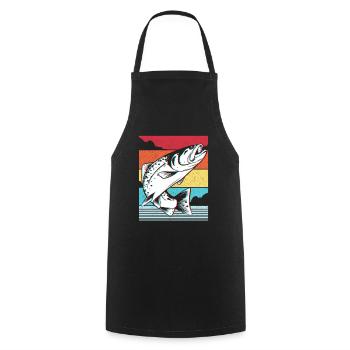 Fish pike carp - Cooking Apron - black - Front - AI Model Male 185 dark (185cm)