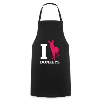 I Love Donkeys âne mule - Tablier de cuisine - noir - Devant - AI Model Male 185 dark (185cm)