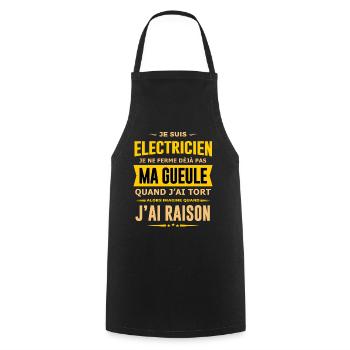 Electricien humour qui ne ferme pas sa gueule - Tablier de cuisine - noir - Devant - AI Model Male 185 dark (185cm)