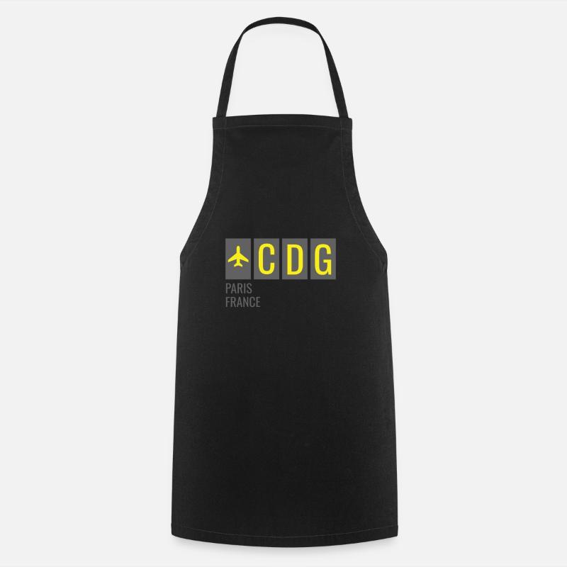 CDG Paris France Airport Code - Cooking Apron - black