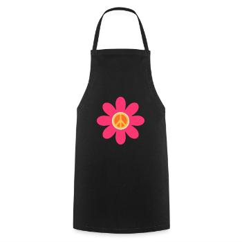 Hippie Peace 60s 70s Flower Power Gift - Cooking Apron - black - Front - AI Model Male 185 dark (185cm)