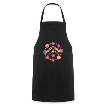 Hippie Peace 60er 70er Flower Power Geschenk - Kochschürze - Schwarz - Vorne - AI Model Male 185 dark (185cm)