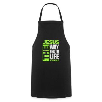 Jesus - Cooking Apron - black - Front - AI Model Male 185 dark (185cm)