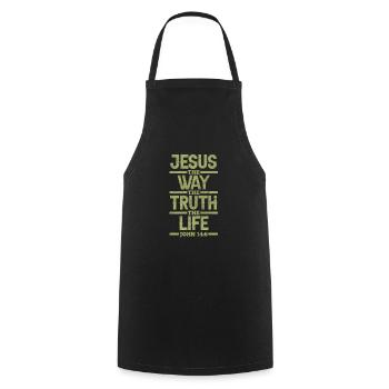 Jesus - Cooking Apron - black - Front - AI Model Male 185 dark (185cm)