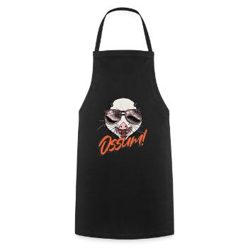 Ossum! Possum Opossum Pouch Rat - Cooking Apron - black - Front - AI Model Male 185 dark (185cm)