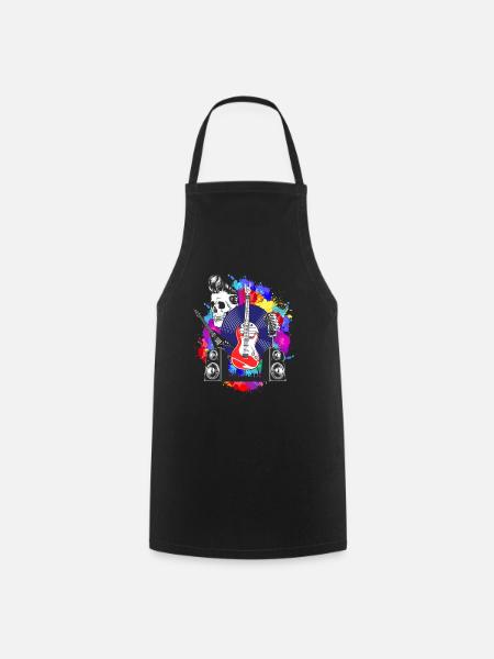 Guitare Guitare Skull Guitariste - Tablier de cuisine - noir