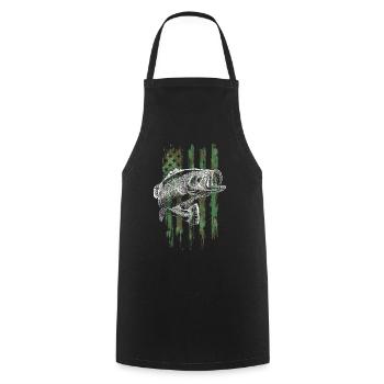 Bass Fishing Camouflage Flag Big Mouth Fisherman H - Kochschürze - Schwarz - Vorne - AI Model Male 185 dark (185cm)