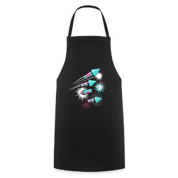 Fireworks rocket pyrotechnics New Year's Eve - Cooking Apron - black - Front - AI Model Male 185 dark (185cm)
