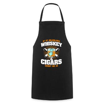Whisky & Cigares Cigares Amateurs de Whisky - Tablier de cuisine - noir - Devant - AI Model Male 185 dark (185cm)
